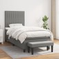 vidaXL Boxspringbett mit Matratze Dunkelgrau 100x200 cm Stoff