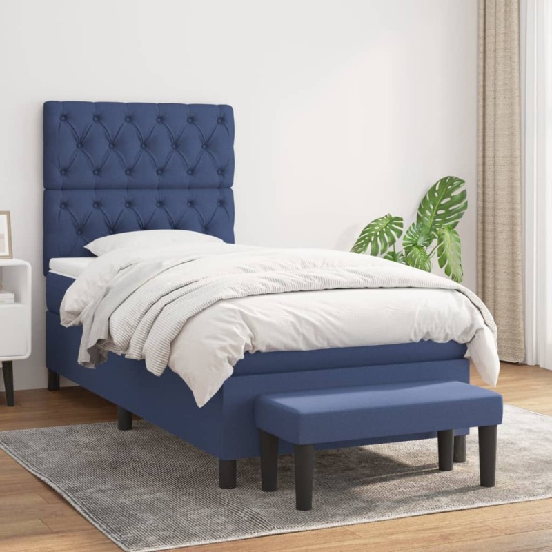 vidaXL Boxspringbett mit Matratze Blau 80x200 cm Stoff vidaXL Boxspringbett mit Matratze Blau 80x200 cm Stoff