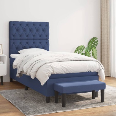 vidaXL Boxspringbett mit Matratze Blau 80x200 cm Stoff