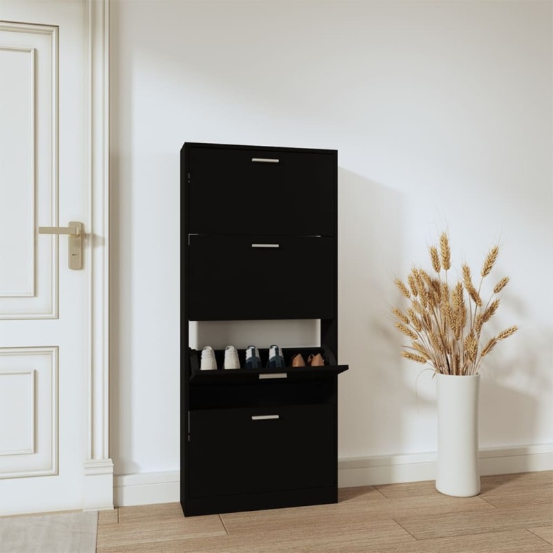 vidaXL Schuhschrank Schwarz 59x17x150 cm Holzwerkstoff vidaXL Schuhschrank Schwarz 59x17x150 cm Holzwerkstoff