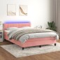 vidaXL Boxspringbett mit Matratze & LED Rosa 140x190 cm Samt vidaXL Boxspringbett mit Matratze & LED Rosa 140x190 cm Samt
