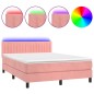 vidaXL Boxspringbett mit Matratze & LED Rosa 140x190 cm Samt vidaXL Boxspringbett mit Matratze & LED Rosa 140x190 cm Samt
