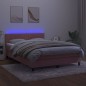 vidaXL Boxspringbett mit Matratze & LED Rosa 140x190 cm Samt vidaXL Boxspringbett mit Matratze & LED Rosa 140x190 cm Samt