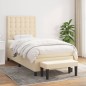 vidaXL Boxspringbett mit Matratze Creme 100x200 cm Stoff vidaXL Boxspringbett mit Matratze Creme 100x200 cm Stoff