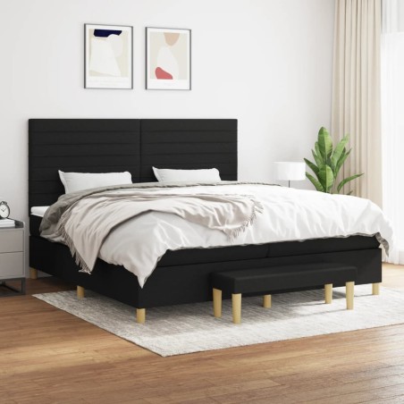 vidaXL Boxspringbett mit Matratze Schwarz 200x200 cm Stoff