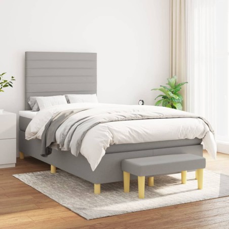vidaXL Boxspringbett mit Matratze Hellgrau 120x200 cm Stoff