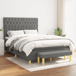 vidaXL Boxspringbett mit Matratze Dunkelgrau 140x200 cm Stoff