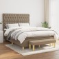 vidaXL Boxspringbett mit Matratze Taupe 140x190 cm Stoff vidaXL Boxspringbett mit Matratze Taupe 140x190 cm Stoff