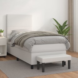 vidaXL Boxspringbett mit Matratze Weiß 80x200 cm Kunstleder