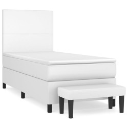 vidaXL Boxspringbett mit Matratze Weiß 80x200 cm Kunstleder