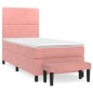 vidaXL Boxspringbett mit Matratze Rosa 90x200 cm Samt vidaXL Boxspringbett mit Matratze Rosa 90x200 cm Samt