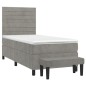 vidaXL Boxspringbett mit Matratze Hellgrau 90x200 cm Samt vidaXL Boxspringbett mit Matratze Hellgrau 90x200 cm Samt