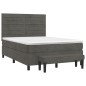 vidaXL Boxspringbett mit Matratze Dunkelgrau 140x200 cm Samt vidaXL Boxspringbett mit Matratze Dunkelgrau 140x200 cm Samt
