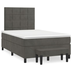 vidaXL Boxspringbett mit Matratze Dunkelgrau 120x200 cm Samt