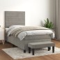 vidaXL Boxspringbett mit Matratze Hellgrau 80x200 cm Samt vidaXL Boxspringbett mit Matratze Hellgrau 80x200 cm Samt