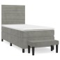 vidaXL Boxspringbett mit Matratze Hellgrau 80x200 cm Samt vidaXL Boxspringbett mit Matratze Hellgrau 80x200 cm Samt