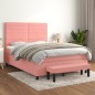 vidaXL Boxspringbett mit Matratze Rosa 140x200 cm Samt vidaXL Boxspringbett mit Matratze Rosa 140x200 cm Samt