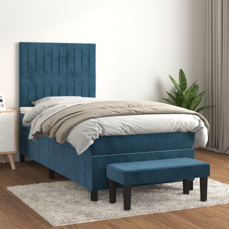 vidaXL Boxspringbett mit Matratze Dunkelblau 80x200 cm Samt vidaXL Boxspringbett mit Matratze Dunkelblau 80x200 cm Samt