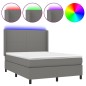 vidaXL Boxspringbett mit Matratze & LED Dunkelgrau 140x200 cm Stoff vidaXL Boxspringbett mit Matratze & LED Dunkelgrau 140x200 cm Stoff