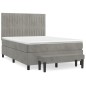 vidaXL Boxspringbett mit Matratze Hellgrau 140x190 cm Samt vidaXL Boxspringbett mit Matratze Hellgrau 140x190 cm Samt