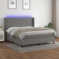 vidaXL Boxspringbett mit Matratze & LED Dunkelgrau 180x200 cm Stoff vidaXL Boxspringbett mit Matratze & LED Dunkelgrau 180x200 cm Stoff