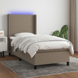 vidaXL Boxspringbett mit Matratze & LED Taupe 80x200 cm Stoff