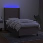 vidaXL Boxspringbett mit Matratze & LED Taupe 80x200 cm Stoff vidaXL Boxspringbett mit Matratze & LED Taupe 80x200 cm Stoff