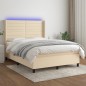 vidaXL Boxspringbett mit Matratze & LED Creme 140x200 cm Stoff vidaXL Boxspringbett mit Matratze & LED Creme 140x200 cm Stoff