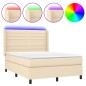 vidaXL Boxspringbett mit Matratze & LED Creme 140x200 cm Stoff vidaXL Boxspringbett mit Matratze & LED Creme 140x200 cm Stoff