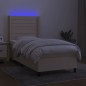 vidaXL Boxspringbett mit Matratze & LED Creme 100x200 cm Stoff vidaXL Boxspringbett mit Matratze & LED Creme 100x200 cm Stoff