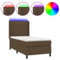 vidaXL Boxspringbett mit Matratze & LED Dunkelbraun 90x200 cm Stoff vidaXL Boxspringbett mit Matratze & LED Dunkelbraun 90x200 cm Stoff