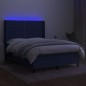 vidaXL Boxspringbett mit Matratze & LED Blau 140x200 cm Stoff vidaXL Boxspringbett mit Matratze & LED Blau 140x200 cm Stoff