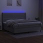 vidaXL Boxspringbett mit Matratze & LED Hellgrau 200x200 cm Stoff vidaXL Boxspringbett mit Matratze & LED Hellgrau 200x200 cm Stoff