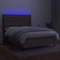 vidaXL Boxspringbett mit Matratze & LED Taupe 140x190 cm Stoff vidaXL Boxspringbett mit Matratze & LED Taupe 140x190 cm Stoff