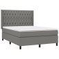 vidaXL Boxspringbett mit Matratze & LED Dunkelgrau 140x200 cm Stoff vidaXL Boxspringbett mit Matratze & LED Dunkelgrau 140x200 cm Stoff
