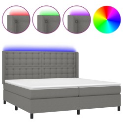 vidaXL Boxspringbett mit Matratze & LED Dunkelgrau 200x200 cm Stoff