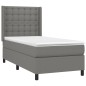 vidaXL Boxspringbett mit Matratze & LED Dunkelgrau 90x190 cm Stoff vidaXL Boxspringbett mit Matratze & LED Dunkelgrau 90x190 cm Stoff