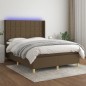 vidaXL Boxspringbett mit Matratze & LED Dunkelbraun 140x200 cm Stoff vidaXL Boxspringbett mit Matratze & LED Dunkelbraun 140x200 cm Stoff