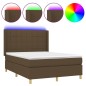 vidaXL Boxspringbett mit Matratze & LED Dunkelbraun 140x200 cm Stoff vidaXL Boxspringbett mit Matratze & LED Dunkelbraun 140x200 cm Stoff