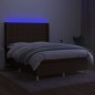vidaXL Boxspringbett mit Matratze & LED Dunkelbraun 140x200 cm Stoff vidaXL Boxspringbett mit Matratze & LED Dunkelbraun 140x200 cm Stoff