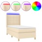 vidaXL Boxspringbett mit Matratze & LED Creme 90x190 cm Stoff vidaXL Boxspringbett mit Matratze & LED Creme 90x190 cm Stoff