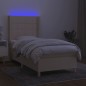 vidaXL Boxspringbett mit Matratze & LED Creme 90x190 cm Stoff vidaXL Boxspringbett mit Matratze & LED Creme 90x190 cm Stoff