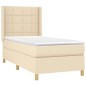 vidaXL Boxspringbett mit Matratze & LED Creme 90x190 cm Stoff vidaXL Boxspringbett mit Matratze & LED Creme 90x190 cm Stoff