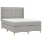 vidaXL Boxspringbett mit Matratze & LED Hellgrau 140x200 cm Stoff vidaXL Boxspringbett mit Matratze & LED Hellgrau 140x200 cm Stoff