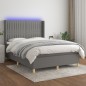 vidaXL Boxspringbett mit Matratze & LED Dunkelgrau 140x200 cm Stoff vidaXL Boxspringbett mit Matratze & LED Dunkelgrau 140x200 cm Stoff