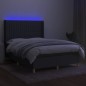 vidaXL Boxspringbett mit Matratze & LED Dunkelgrau 140x200 cm Stoff vidaXL Boxspringbett mit Matratze & LED Dunkelgrau 140x200 cm Stoff