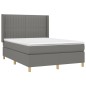 vidaXL Boxspringbett mit Matratze & LED Dunkelgrau 140x200 cm Stoff vidaXL Boxspringbett mit Matratze & LED Dunkelgrau 140x200 cm Stoff