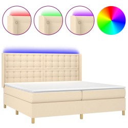 vidaXL Boxspringbett mit Matratze & LED Creme 200x200 cm Stoff