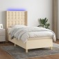 vidaXL Boxspringbett mit Matratze & LED Creme 90x190 cm Stoff vidaXL Boxspringbett mit Matratze & LED Creme 90x190 cm Stoff