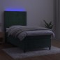 vidaXL Boxspringbett mit Matratze & LED Dunkelgrün 90x190 cm Samt vidaXL Boxspringbett mit Matratze & LED Dunkelgrün 90x190 cm Samt